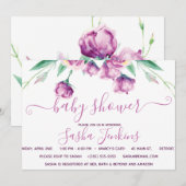 パープルのユーストマ お花のベビーシャワー招待状 招待状 (正面/裏面)