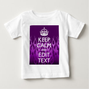 パープルのレーシングフレームのKeep Calmにお好きなテキストを ベビーTシャツ