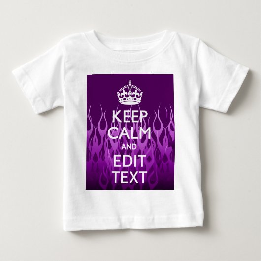 パープルのレーシングフレームのKeep Calmにお好きなテキストを ベビーTシャツ (正面)