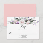 パープルのワイルドフラワーがバラ色のバラ | 出欠カード (正面/裏面)