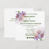 パープルのワイルドフラワーカード 招待状 (正面/裏面)