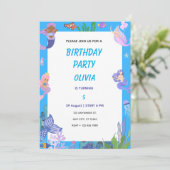 パープルの人魚の誕生日カード 招待状 (スタンド正面)