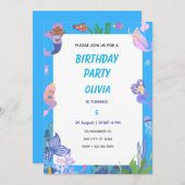 パープルの人魚の誕生日カード 招待状 (正面/裏面)