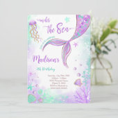 パープルの人魚の誕生日招待状 招待状 (スタンド正面)