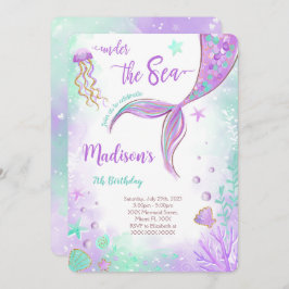 パープルの人魚の誕生日招待状 招待状