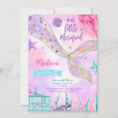 パープルの人魚の誕生日招待状 招待状 (正面)