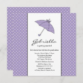パープルの傘 ブライダルシャワーの招待状 招待状 (正面/裏面)