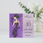 パープルの女の子の誕生日または独身パーティーバッシュ 招待状 (スタンド正面)