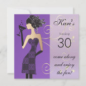 パープルの女の子の誕生日または独身パーティーバッシュ 招待状 (正面)