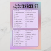 パープルの学校用品チェックリスト (正面)