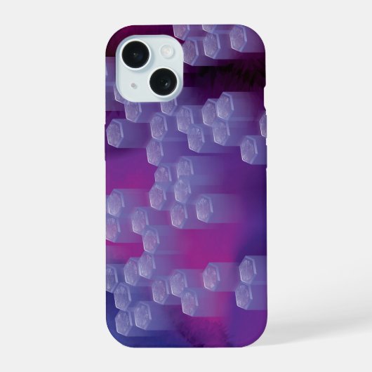 パープルの抽象画 iPhone 15ケース (裏面)
