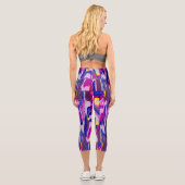 パープルの抽象芸術スター カプリレギンス (裏面)