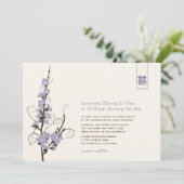 パープルの桜の花びらが舞うアジアンウェディング 招待状 (スタンド正面)