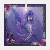 パープルの海の人魚 ガラスオーナメント (裏面)