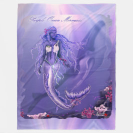 パープルの海の人魚 フリースブランケット