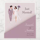 パープルの漫画結婚のカップル ワインラベル (シングルラベル)