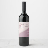 パープルの漫画結婚のカップル ワインラベル (正面)