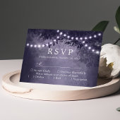 パープルの牧歌的なツリーライトの森の結婚式RSVP 出欠カード