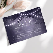 パープルの牧歌的なツリーライトの森の結婚式RSVP 出欠カード