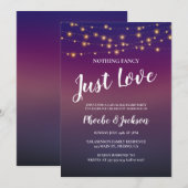 パープルの結婚式の隠し結婚式のパーティー 招待状 (正面/裏面)