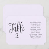 パープルの結婚式席次表。モダンな横向きデザイン 招待状 (正面/裏面)