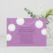パープルの結婚式招待状のガーランドランタン 招待状 (スタンド正面)