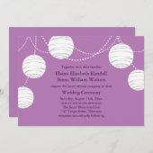 パープルの結婚式招待状のガーランドランタン 招待状 (正面/裏面)