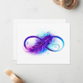 パープルの羽根との無限 ノートカード (正面/裏面インサイチュ)