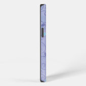 パープルの背景にアクアの花 iPhoneケース (右側面)