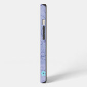パープルの背景にアクアの花 iPhoneケース (左側面)