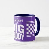 パープルの背景に白いテキストでYour Name マグカップ (正面右)