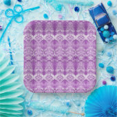 パープルの花が咲き誇るペーパープレート ペーパープレート (パーティー)