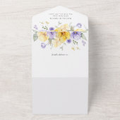 パープルの花とイエローの花のブライダルシャワー オールインワン招待状 (外側)