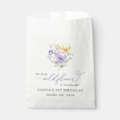 パープルの花とイエローの花 初めての誕生日 フェイバーバッグ (正面)