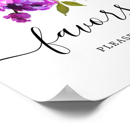 パープルの花とグリーンシャワーフェイバーズサイン ポスター (角)