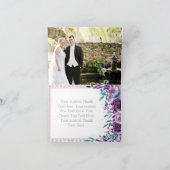 パープルの花とシルバーの結婚式お礼カード サンキューカード (内部)