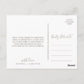 パープルの花とレースの感謝カード ポストカード (裏面)