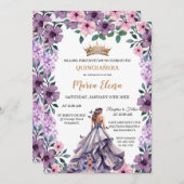 パープルの花と蝶：キンセアニエラ 招待状 (正面/裏面)