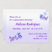 パープルの花のキンセアニエラ招待状 招待状 (正面/裏面)