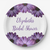 パープルの花のブライズシャワー ペーパープレート (正面)