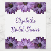 パープルの花のブライズシャワー ワインラベル (シングルラベル)