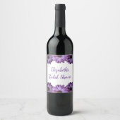 パープルの花のブライズシャワー ワインラベル (正面)