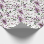 パープルの花のブライダルシャワー 誕生日 彼女の結婚式 ラッピングペーパー (角)