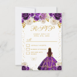 パープルの花のプリンセスのケンセイェーラ 出欠カード