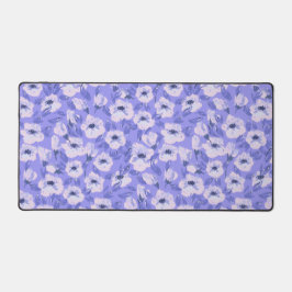 パープルの花のボタニカルな机マット デスクマット