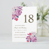 パープルの花のボタニカル シンプルでおしゃれな18歳の誕生日 招待状 (スタンド正面)