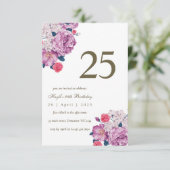 パープルの花のボタニカル シンプルでおしゃれな25歳の誕生日 招待状 (スタンド正面)