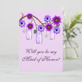 パープルの花のメイソンジャー メイド・オブ・オナー カード (スタンド正面)