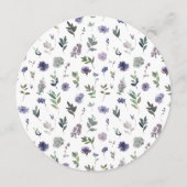 パープルの花のラスティックな丸いメニューカード プレート用 メニュー (裏面)