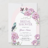 パープルの花の枝のブライダルシャワー 招待状 (正面)
